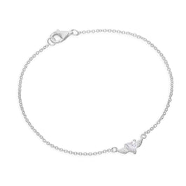 Bracelet en argent sterling et cristal CZ transparent, cœur sur ailes, 18 cm