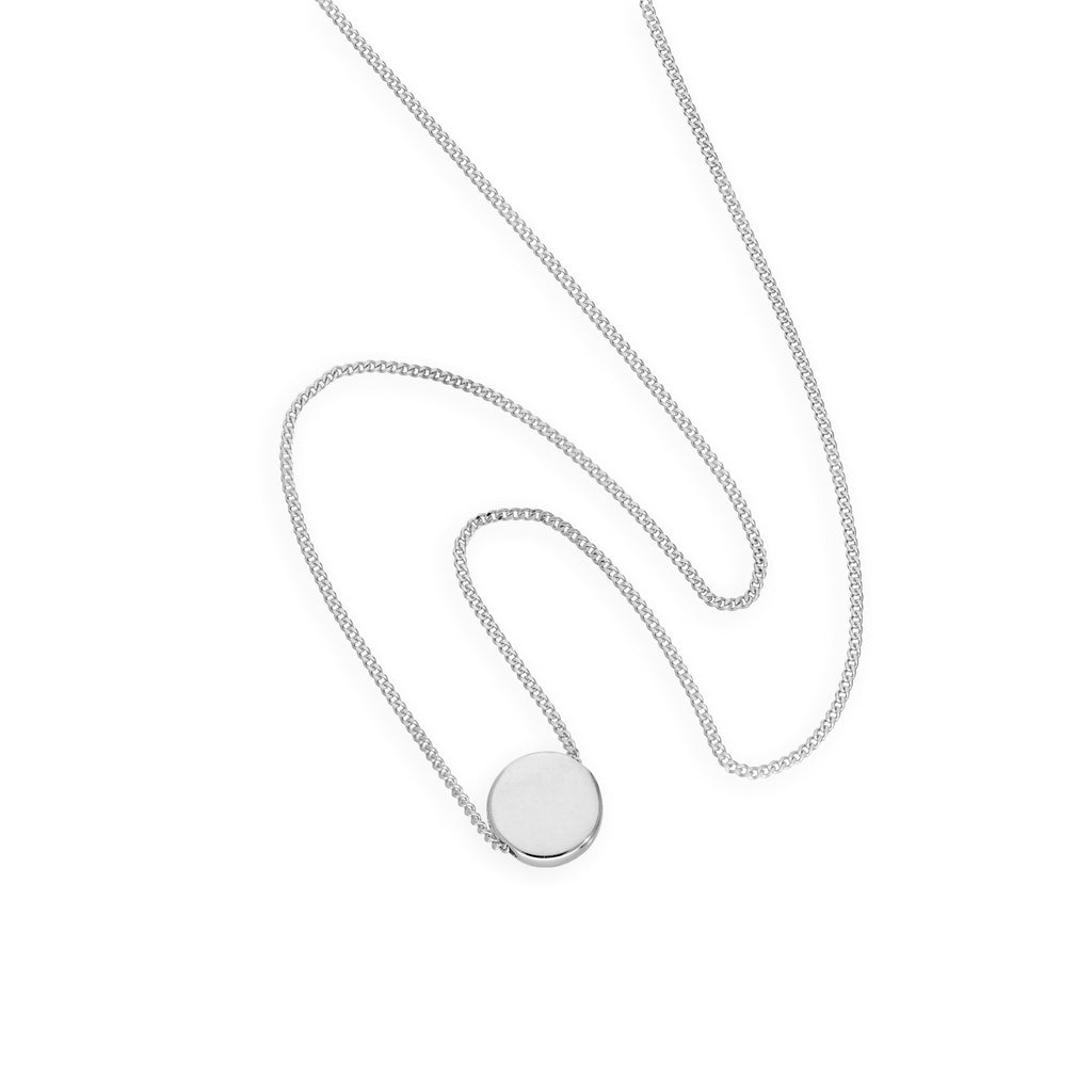 Collier en argent sterling avec disque rond de 40 cm