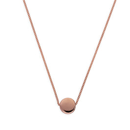 Collier en argent sterling plaqué or rose avec disque rond de 40 cm