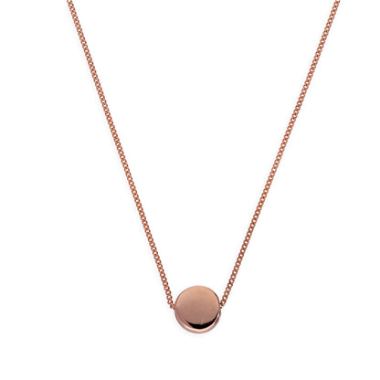 Collier en argent sterling plaqué or rose avec disque rond de 40 cm