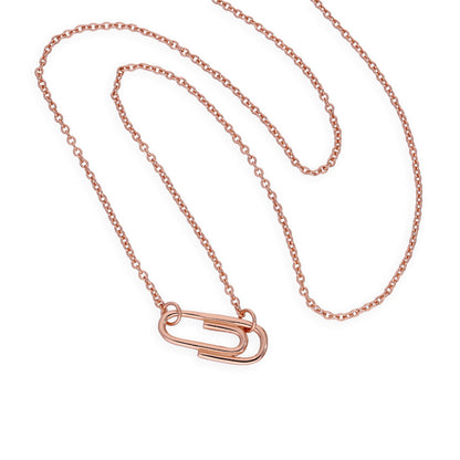 Collier trombone en argent sterling plaqué or rose de 45 cm
