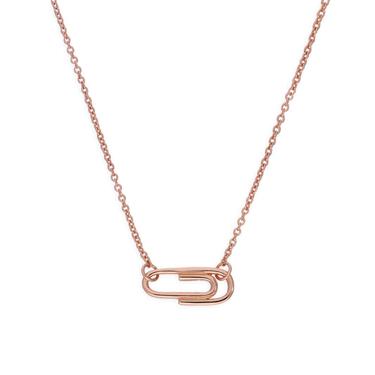 Collier trombone en argent sterling plaqué or rose de 45 cm