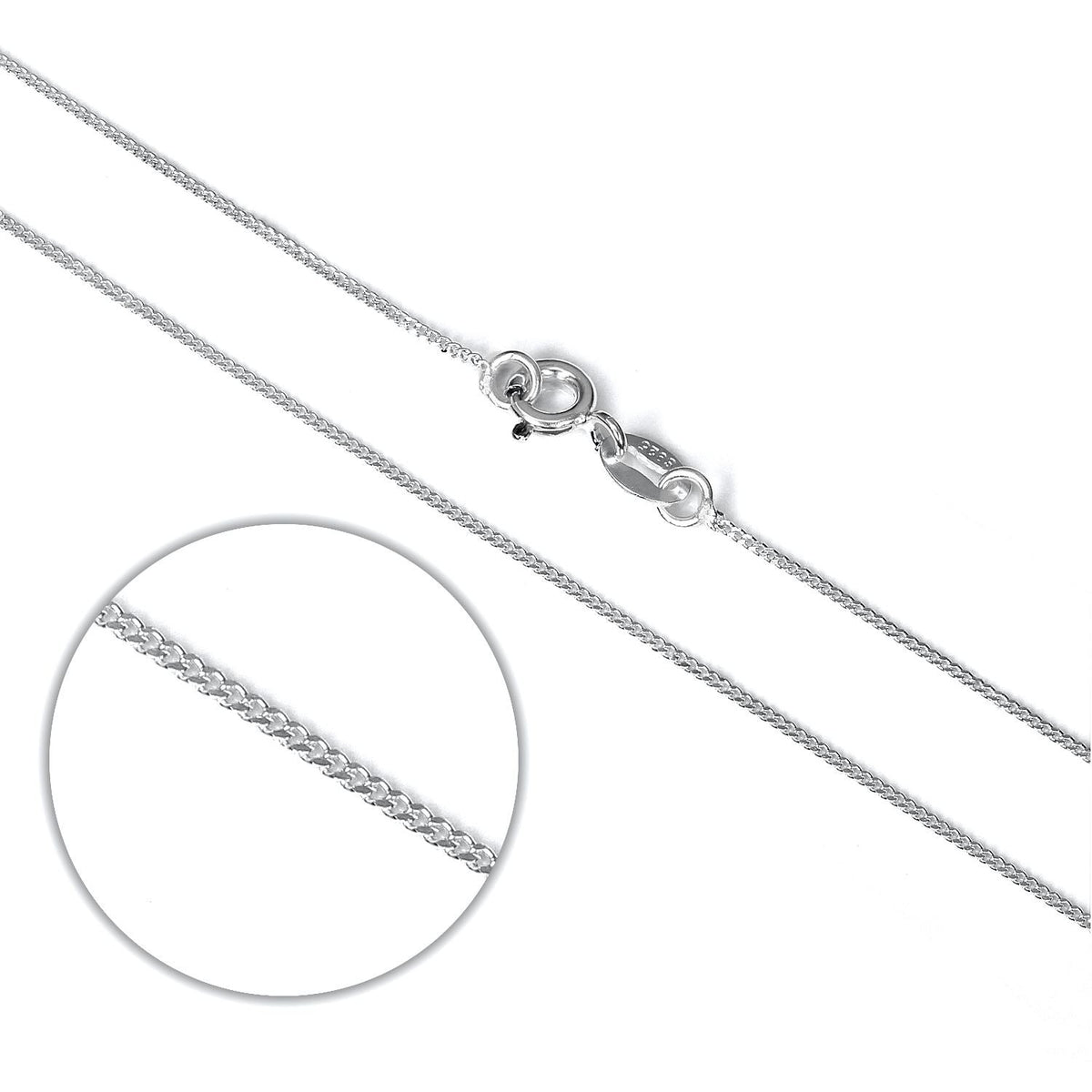 Chaîne gourmette en argent sterling taille diamant 70 cm
