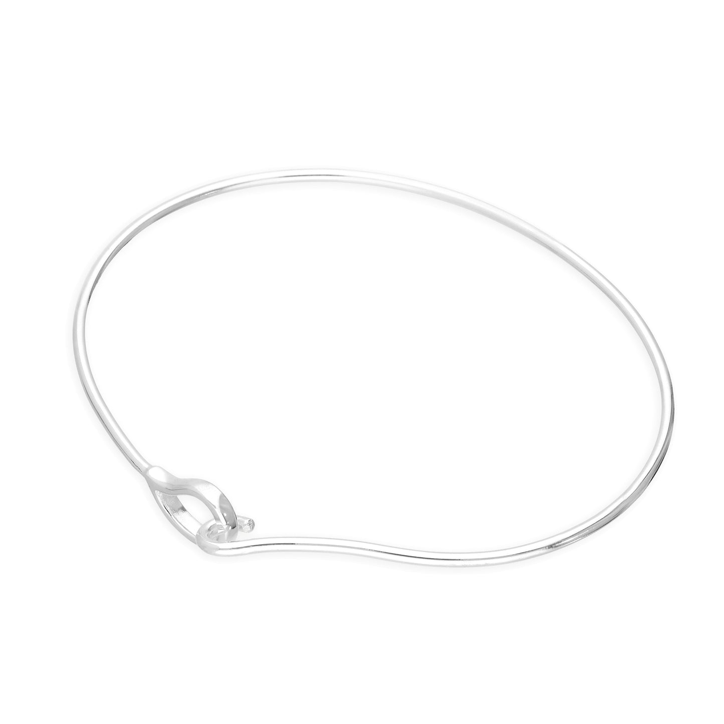 Bracelet jonc adulte en argent sterling avec crochet et œillet de 69 mm