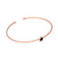 Bracelet jonc ovale pour adulte en argent sterling plaqué or rose et étoile noire