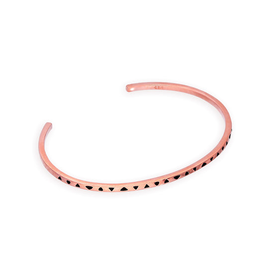 Bracelet enfant ovale en argent sterling plaqué or rose avec motif triangles noirs