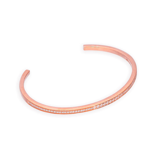 Bracelet enfant ovale en argent sterling plaqué or rose et cristal CZ transparent