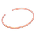 Bracelet jonc ovale en argent sterling plaqué or rose et cristal CZ transparent pour adolescente