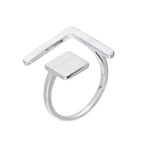 Bague midi ajustable en argent sterling à motif carré et chevron