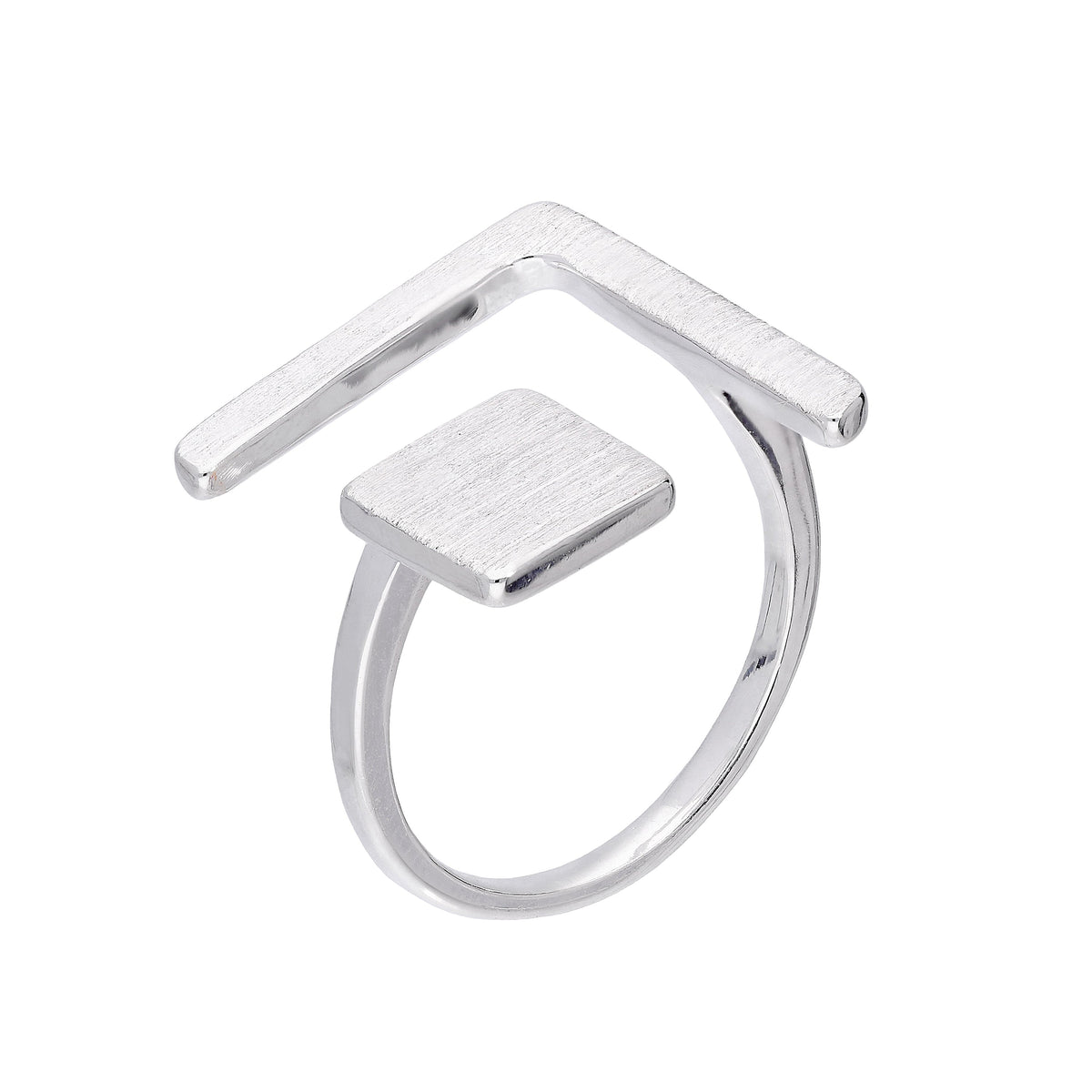 Bague midi ajustable en argent sterling à motif carré et chevron