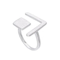 Bague midi ajustable en argent sterling à motif carré et chevron