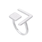 Bague midi ajustable en argent sterling à motif carré et chevron