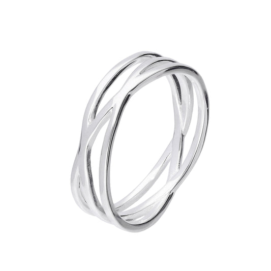 Bague en argent sterling avec fils tissés, taille O
