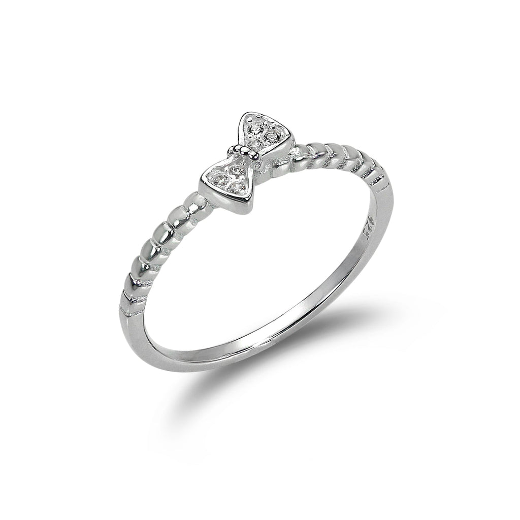 Bague en argent sterling 1 mm avec nœud en cristal CZ - Tailles 49 à 65