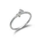 Bague en argent sterling 1 mm avec nœud en cristal CZ - Tailles 49 à 65