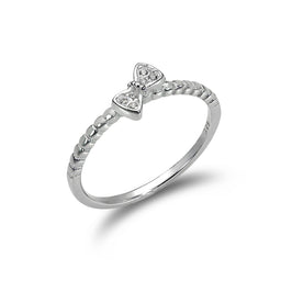 Bague en argent sterling 1 mm avec nœud en cristal CZ - Tailles 49 à 65