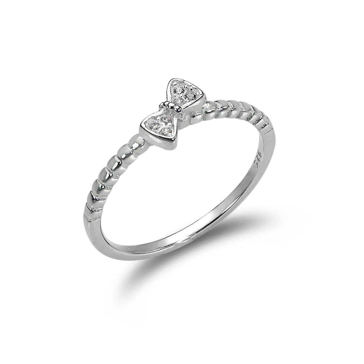 Bague en argent sterling 1 mm avec nœud en cristal CZ - Tailles 49 à 65