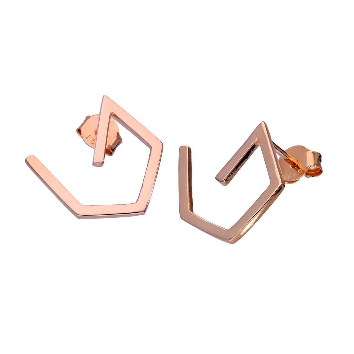 Boucles d'oreilles à tige en argent sterling plaqué or rose