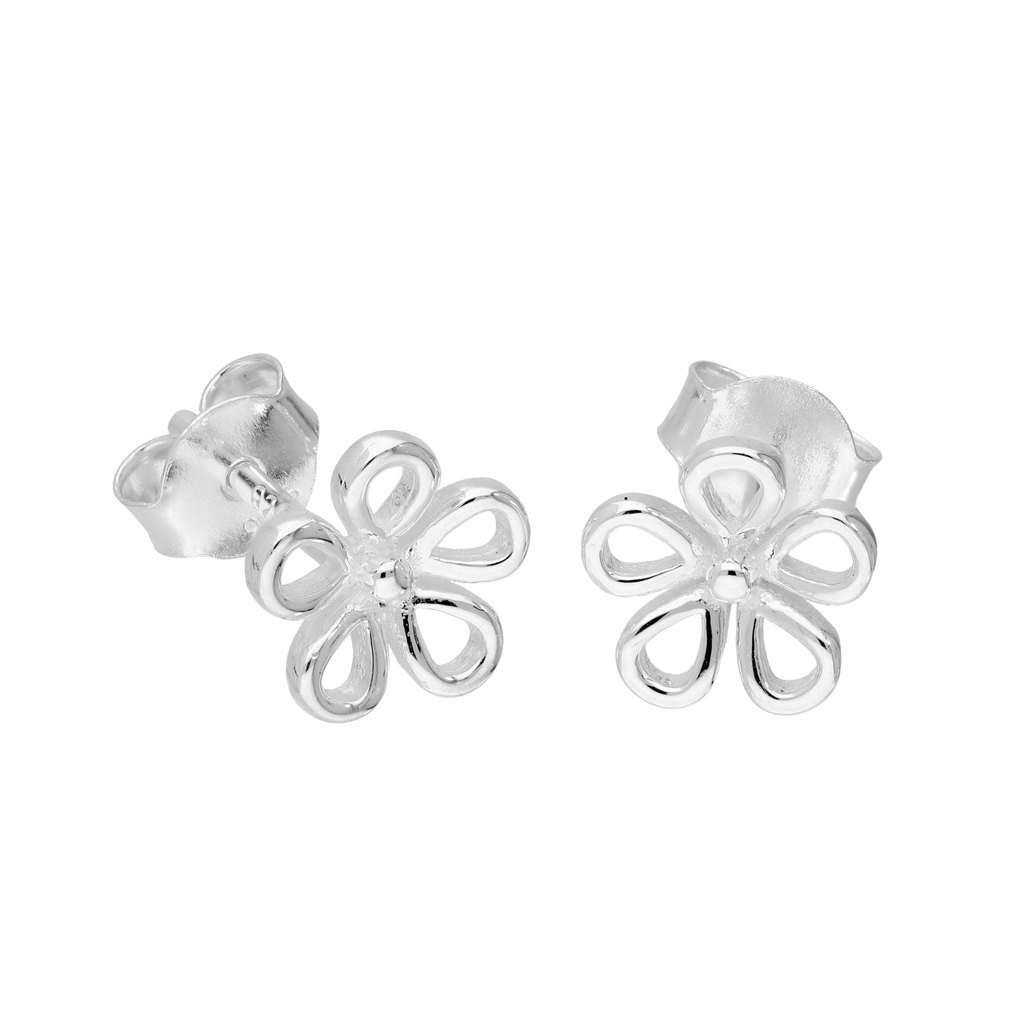 Boucles d'oreilles à tige en argent sterling avec fleurs découpées