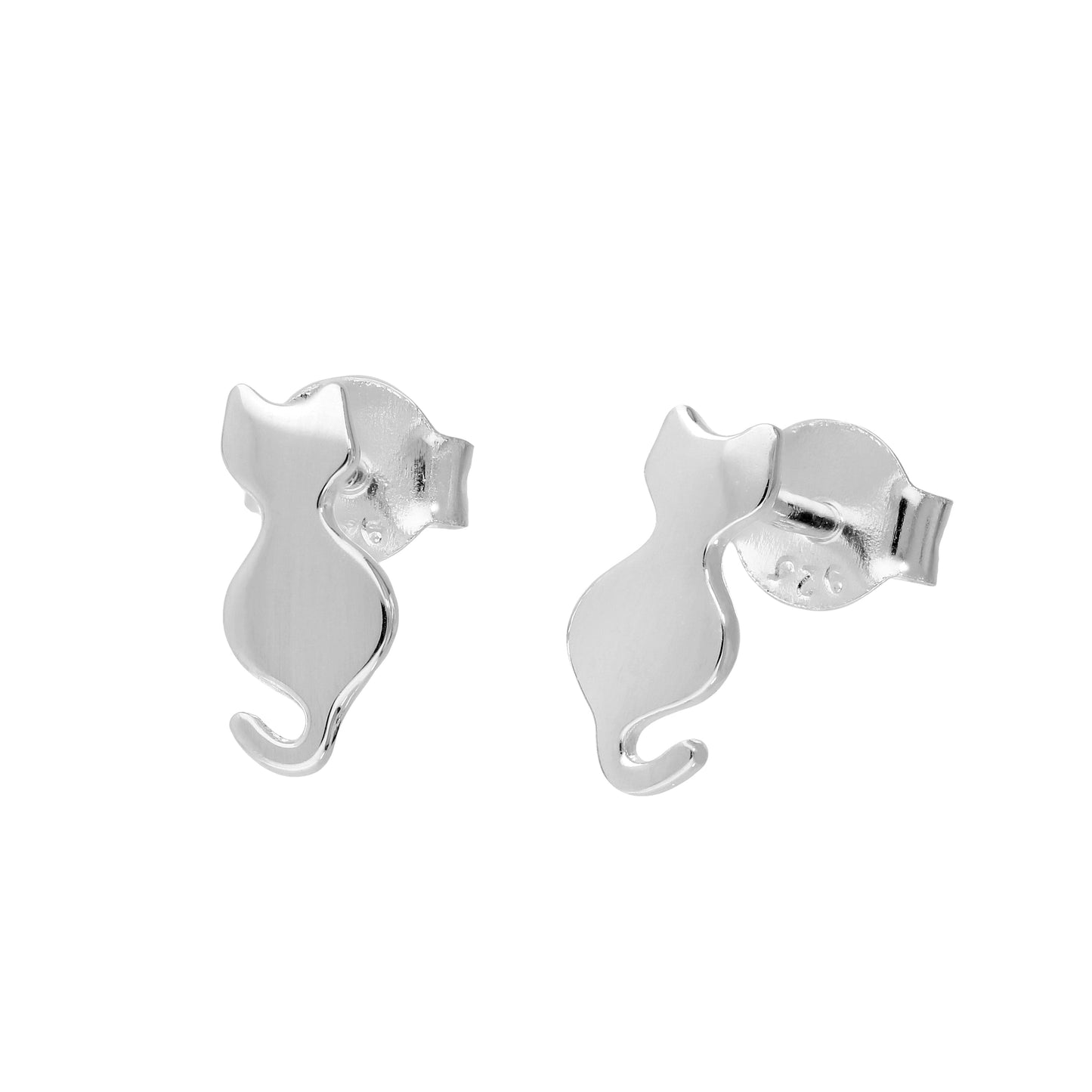 Boucles d'oreilles à tige en argent sterling en forme de silhouette de chat