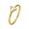 Bague triangulaire en argent sterling plaqué or et cristal CZ, tailles 49 à 65