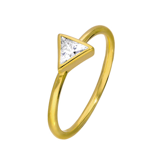 Bague triangulaire en argent sterling plaqué or et cristal CZ, tailles J à W