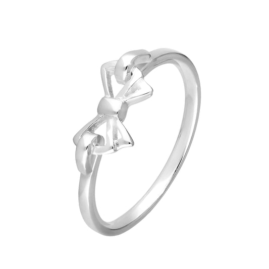 Bague en argent sterling avec nœud en ruban, tailles J à W