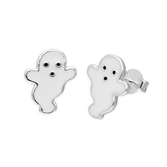 Boucles d'oreilles à tige fantôme blanc en argent sterling