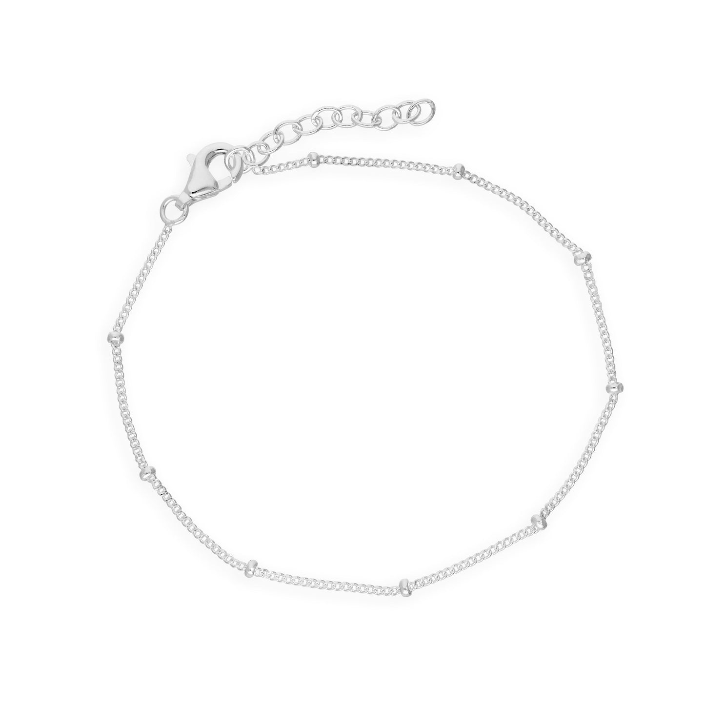 Bracelet en argent sterling de 19 cm avec perles fixes