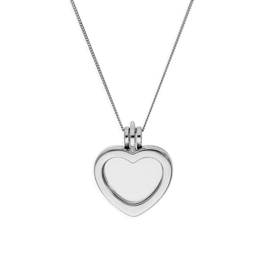 Petit médaillon flottant en argent sterling avec breloque en forme de cœur sur chaîne de 40 à 55 cm