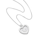 Petit médaillon flottant en argent sterling avec breloque en forme de cœur sur chaîne de 40 à 55 cm