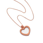 Petit médaillon flottant en argent sterling plaqué or rose en forme de cœur sur chaîne de 40 à 55 cm