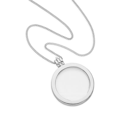 Grand médaillon flottant rond en argent sterling sur chaîne de 40 à 61 cm