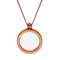 Grand médaillon flottant rond en argent sterling plaqué or rose sur chaîne de 40 à 61 cm