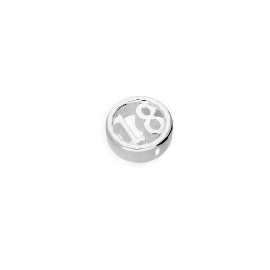 Breloque flottante en argent sterling avec numéro 18e anniversaire