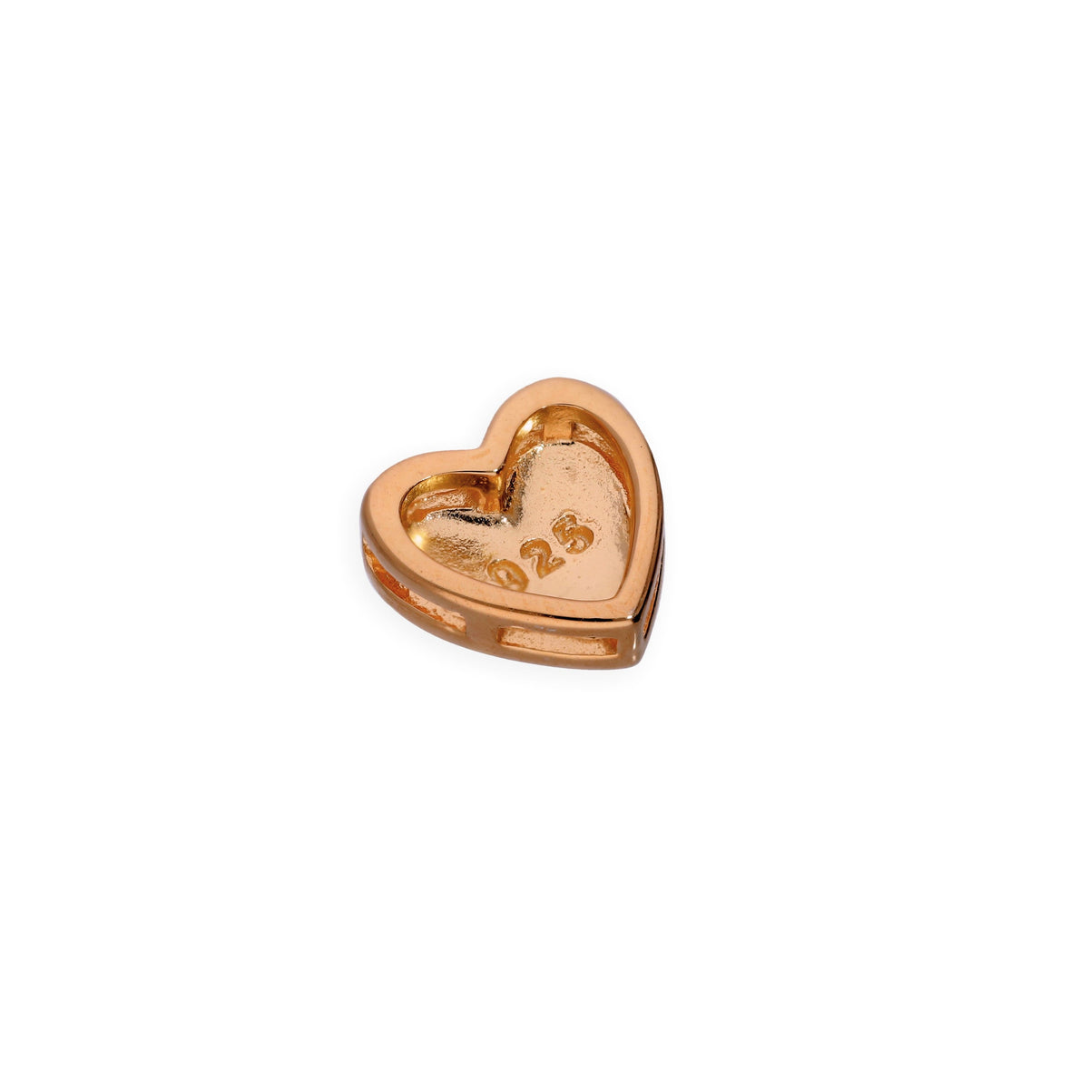 Breloque cœur flottant en argent sterling plaqué or rose
