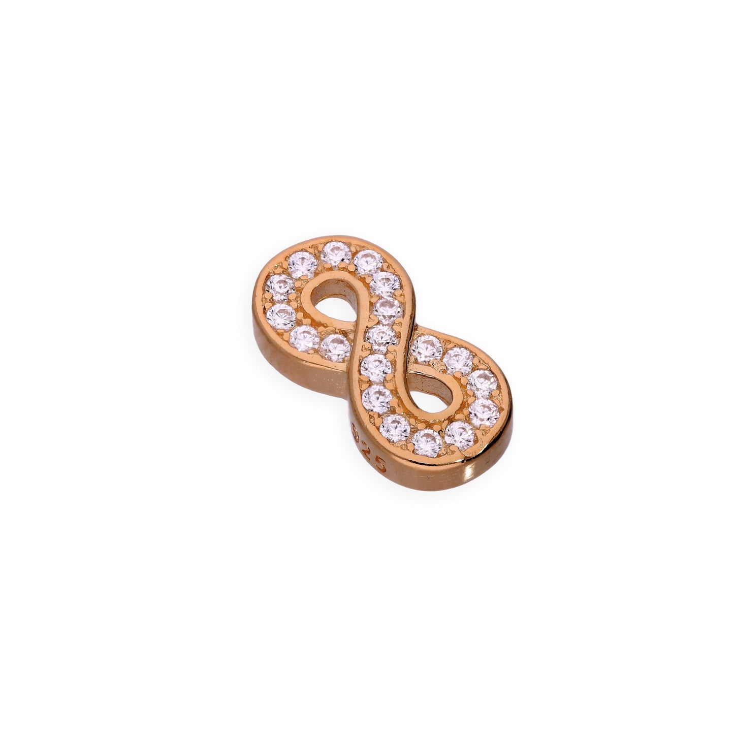 Breloque infini flottante en argent sterling plaqué or rose et cristal CZ transparent