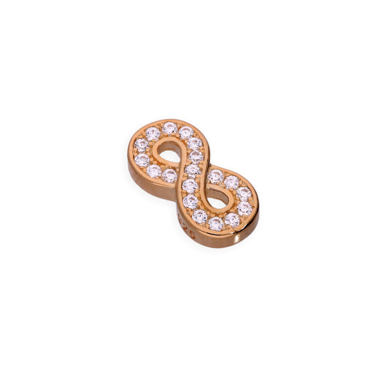 Breloque infini flottante en argent sterling plaqué or rose et cristal CZ transparent