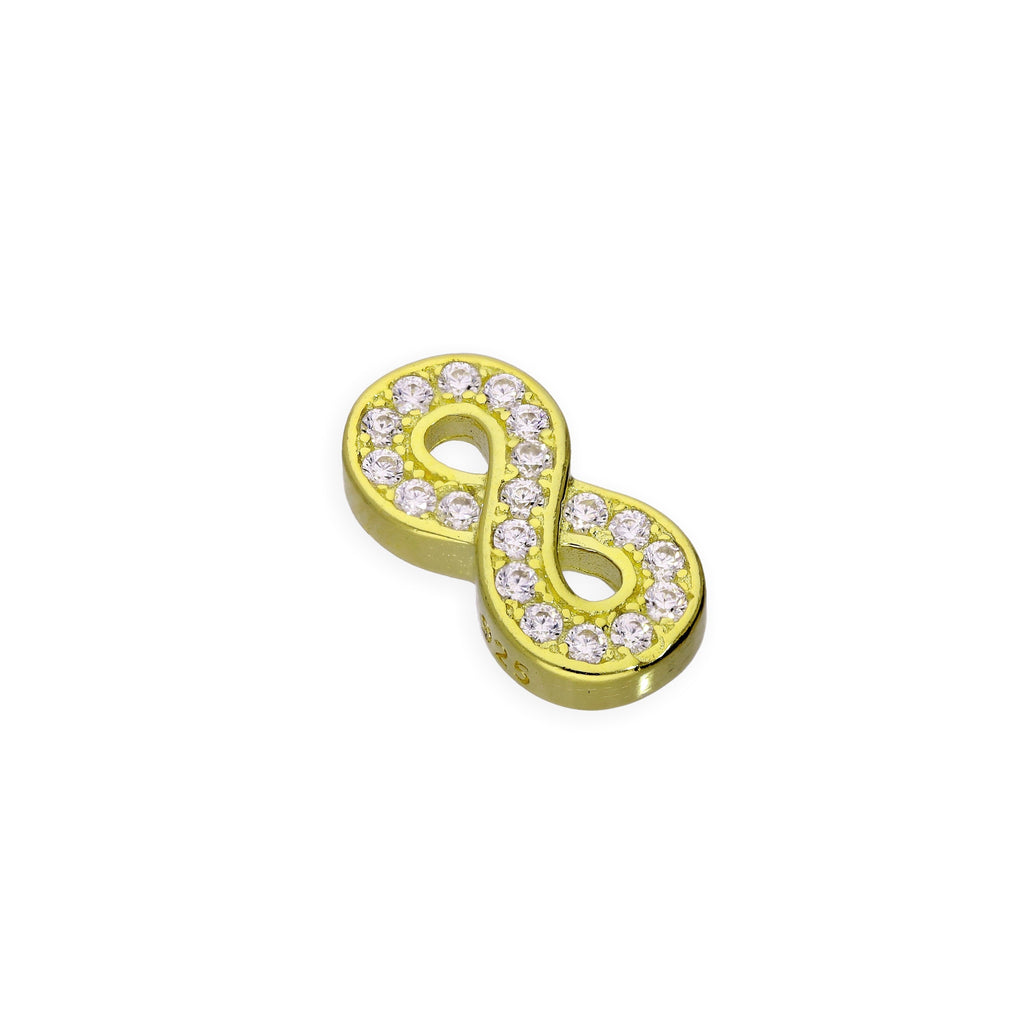 Breloque infini flottante en argent sterling plaqué or et cristal CZ transparent