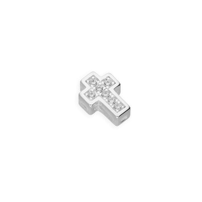 Breloque croix flottante en argent sterling et cristal CZ transparent