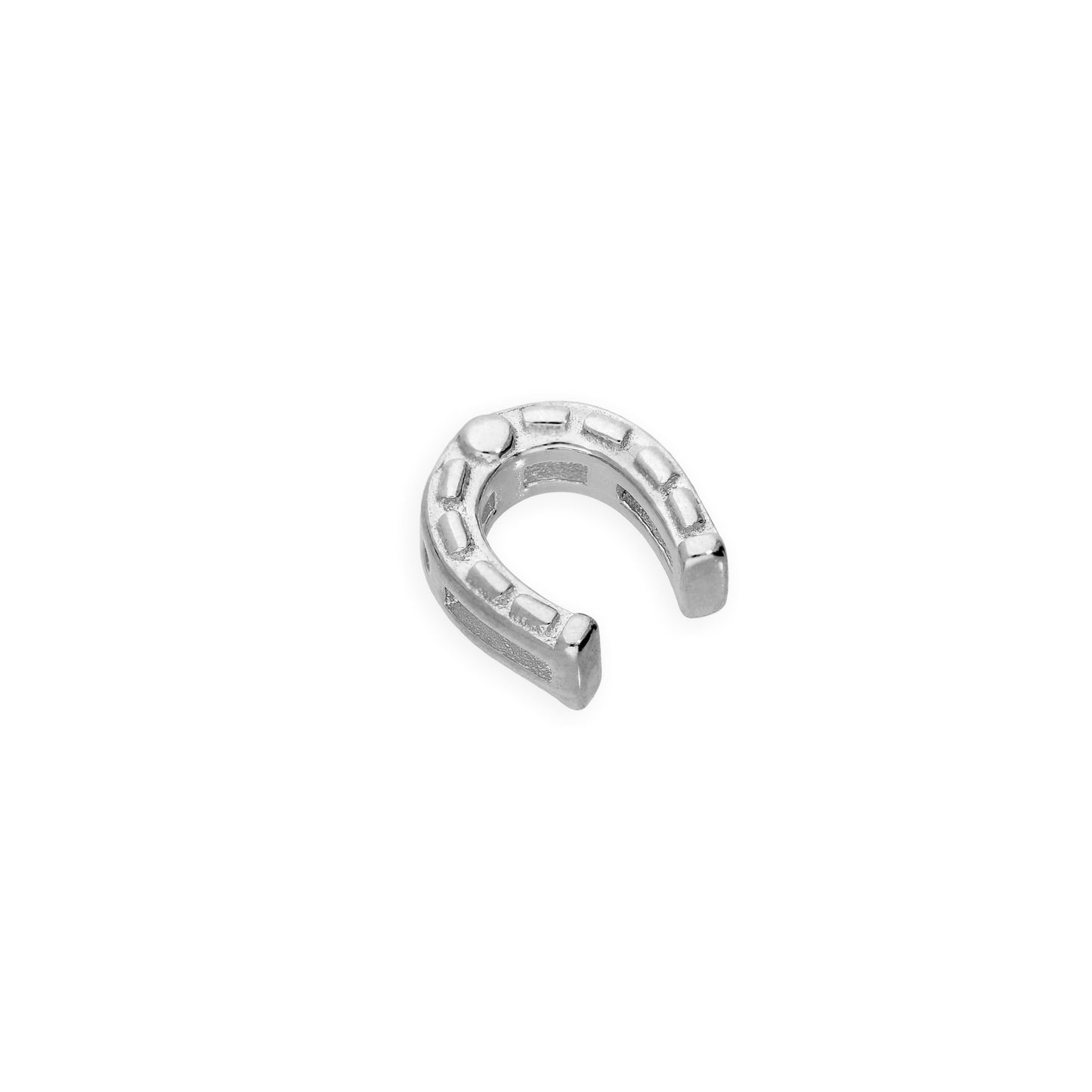 Breloque en argent sterling en forme de fer à cheval porte-bonheur flottant