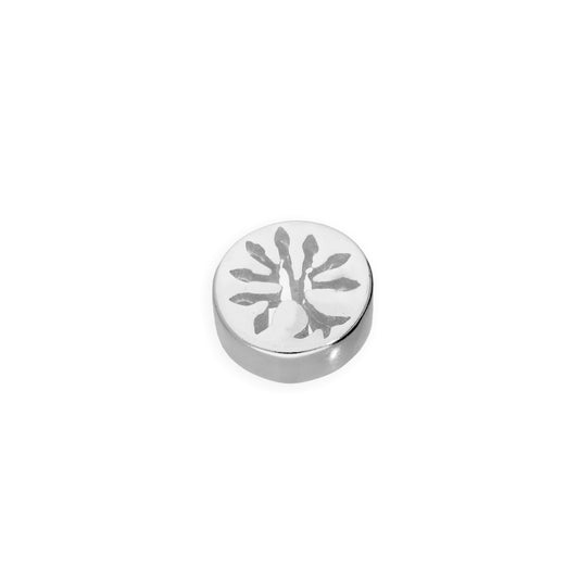 Breloque ronde flottante en argent sterling avec arbre découpé