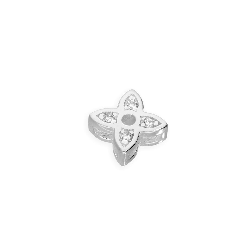 Breloque fleur flottante en argent sterling et cristal CZ transparent