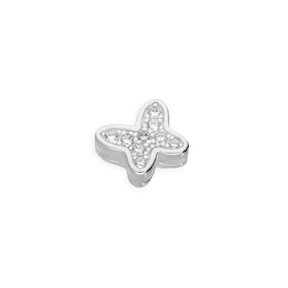 Breloque papillon flottante en argent sterling et cristal CZ transparent
