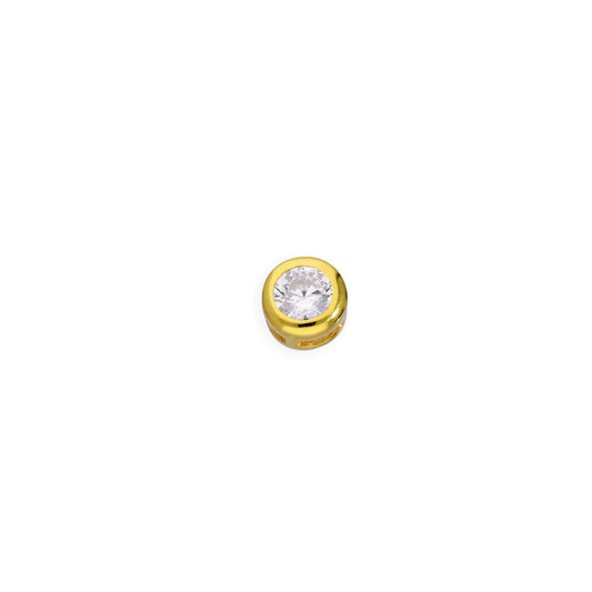 Breloque flottante ronde en argent sterling plaqué or et cristal CZ transparent