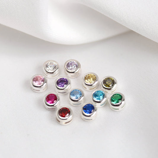 Breloques flottantes en argent sterling et cristal CZ avec pierre de naissance
