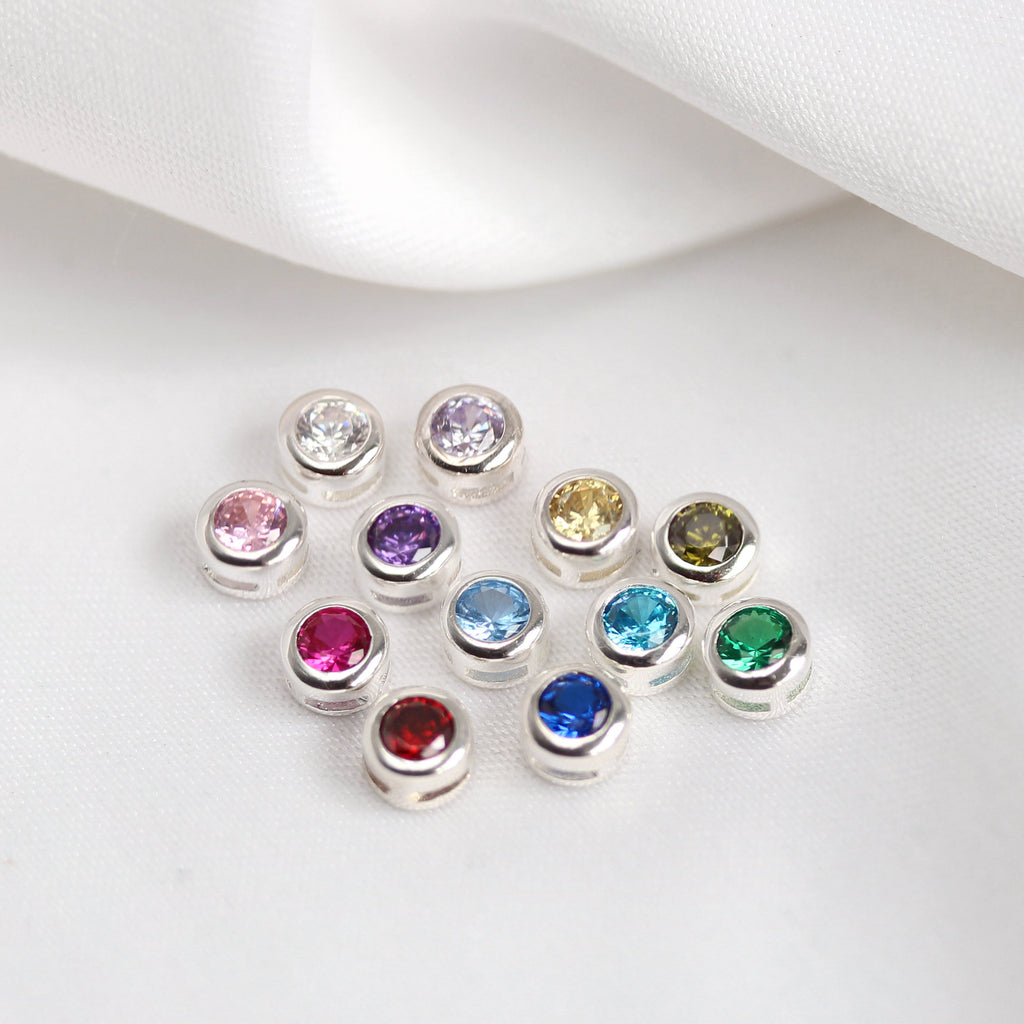 Breloques flottantes en argent sterling et cristal CZ avec pierre de naissance