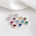 Breloques flottantes en argent sterling et cristal CZ avec pierre de naissance