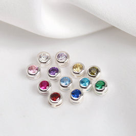 Breloques flottantes en argent sterling et cristal CZ avec pierre de naissance