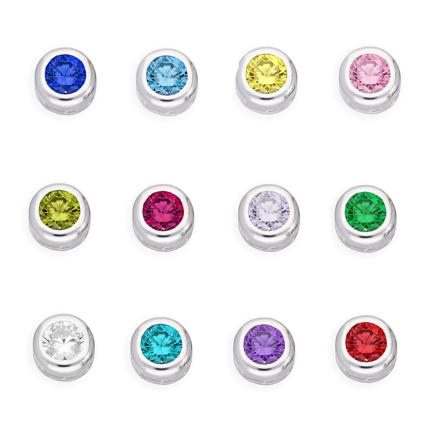 Breloques flottantes en argent sterling et cristal CZ avec pierre de naissance
